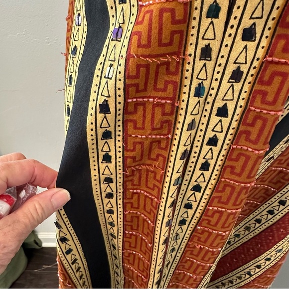 Willie Smith Beaded Bohemian New Without Tags Chevron Patterned Maxi Skirt - Picture 14 of 15